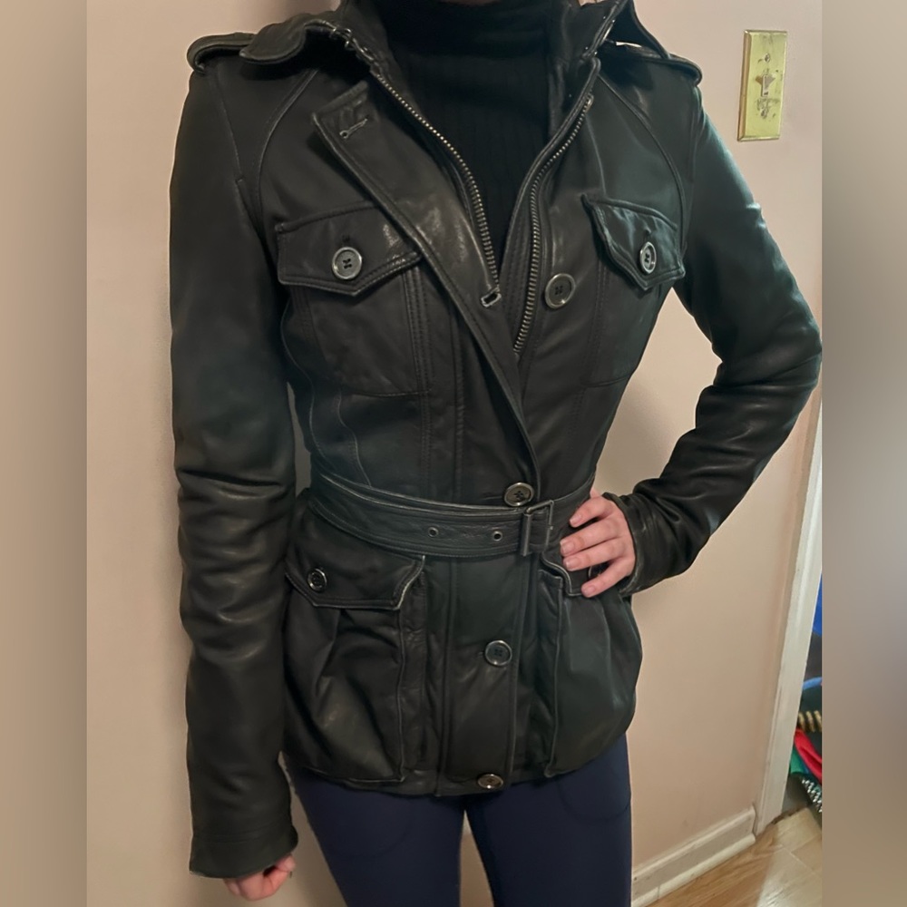 Burberry Black Leather Coat - Picture 4 of 14